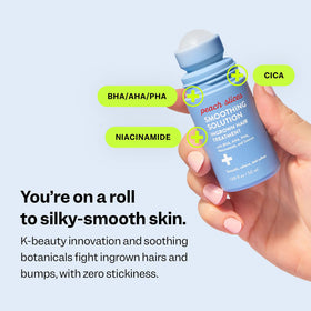 Peach Slices serum texture on fingertip illustrating lightweight, non-greasy finish
