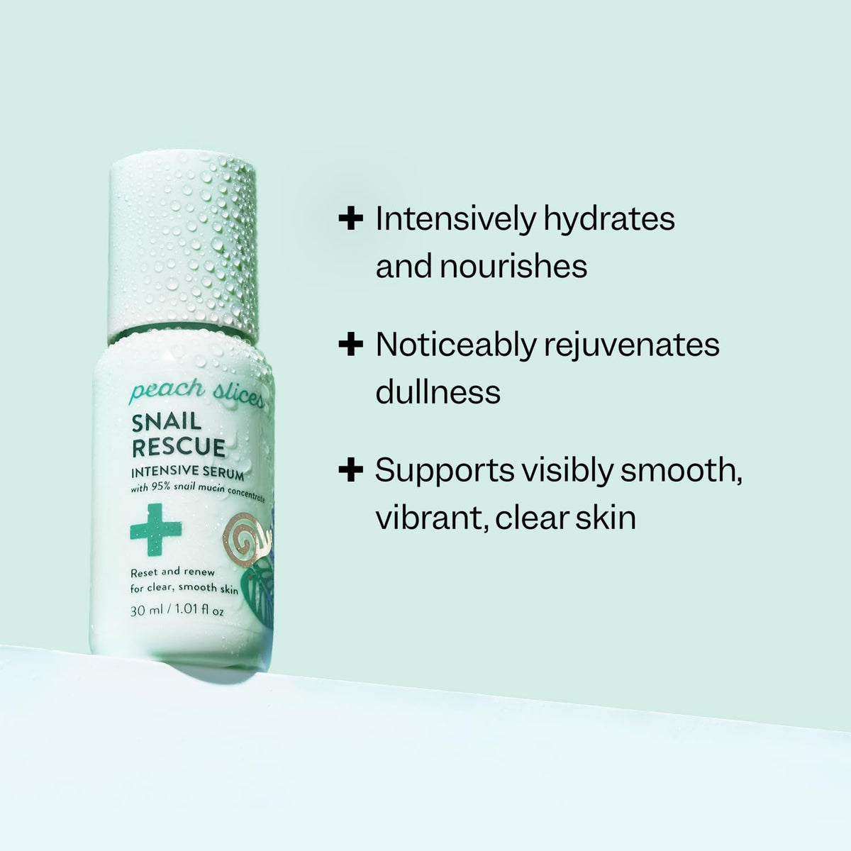 Peach Slices texture drop of serum demonstrating smooth, fast-absorbing finish