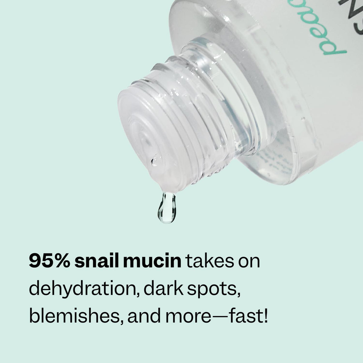 Peach Slices ingredient label featuring 95% snail mucin and actives