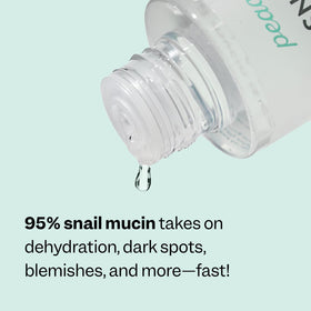 Peach Slices ingredient label featuring 95% snail mucin and actives