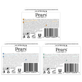 Pears amber bar close-up highlighting clear texture and gentle moisturizing benefit