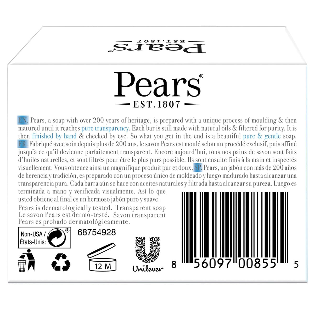 Close-up of Pears bar texture highlighting glycerin clarity and smoothness
