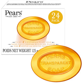 Pears front packaging showing 24-pack and transparent bars benefits hydration
