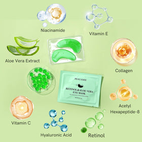 PEAUAMIE patch applied under eye demonstrating reduced puffiness instantly