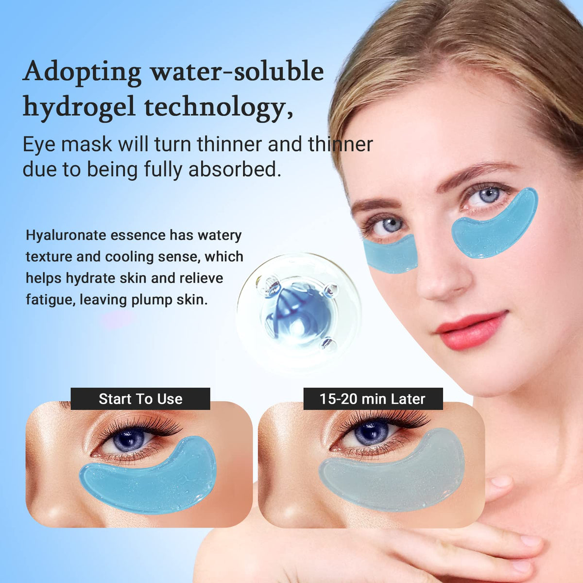 PEAUAMIE hydrogel patch close-up showing smooth texture and hydration