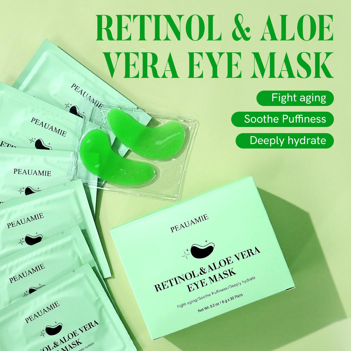 PEAUAMIE open pouch with two gel patches visible for easy application