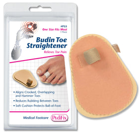 Pedifix Budin front view showing toe loop and cushion for gentle toe alignment and comfort