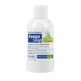 Pedifix FungaSoap travel bottle front label showing product name and size benefit