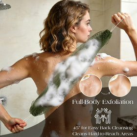 Peepul sponge in hand lathering with soap for easy cleansing
