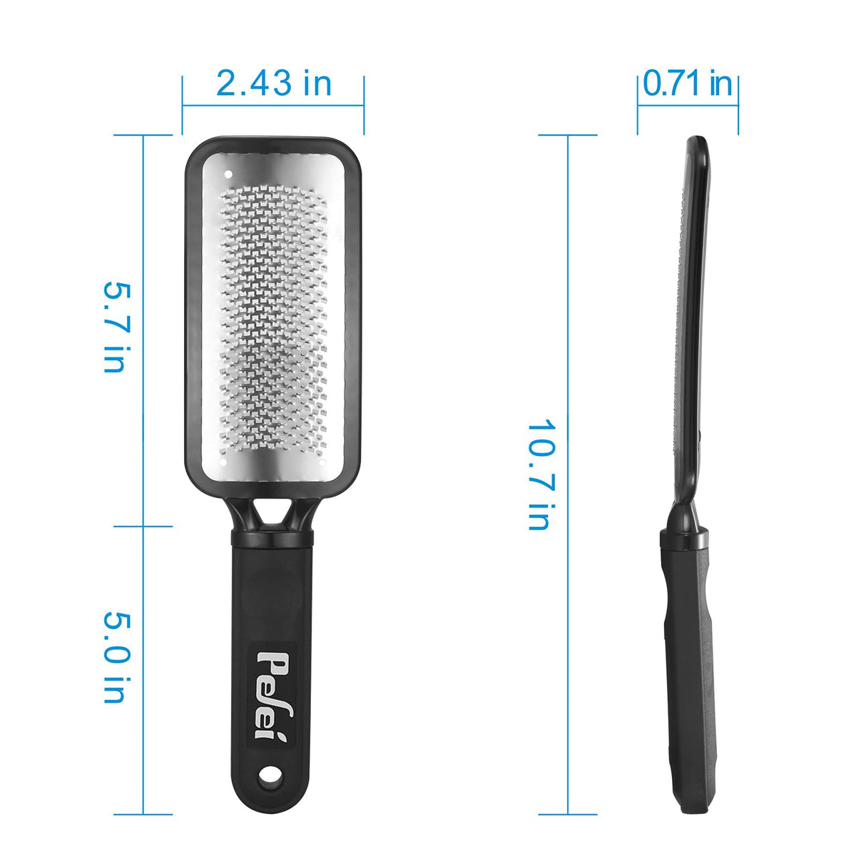 Pefei rasp held in hand for size comparison showing compact scale and easy handling