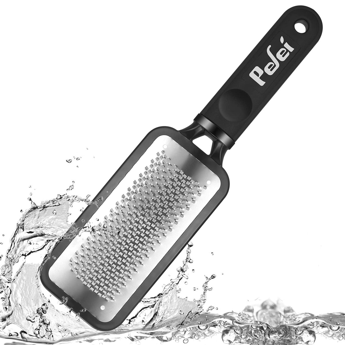 Pefei close-up of wavy stainless steel surface showing sharp texture for efficient callus removal