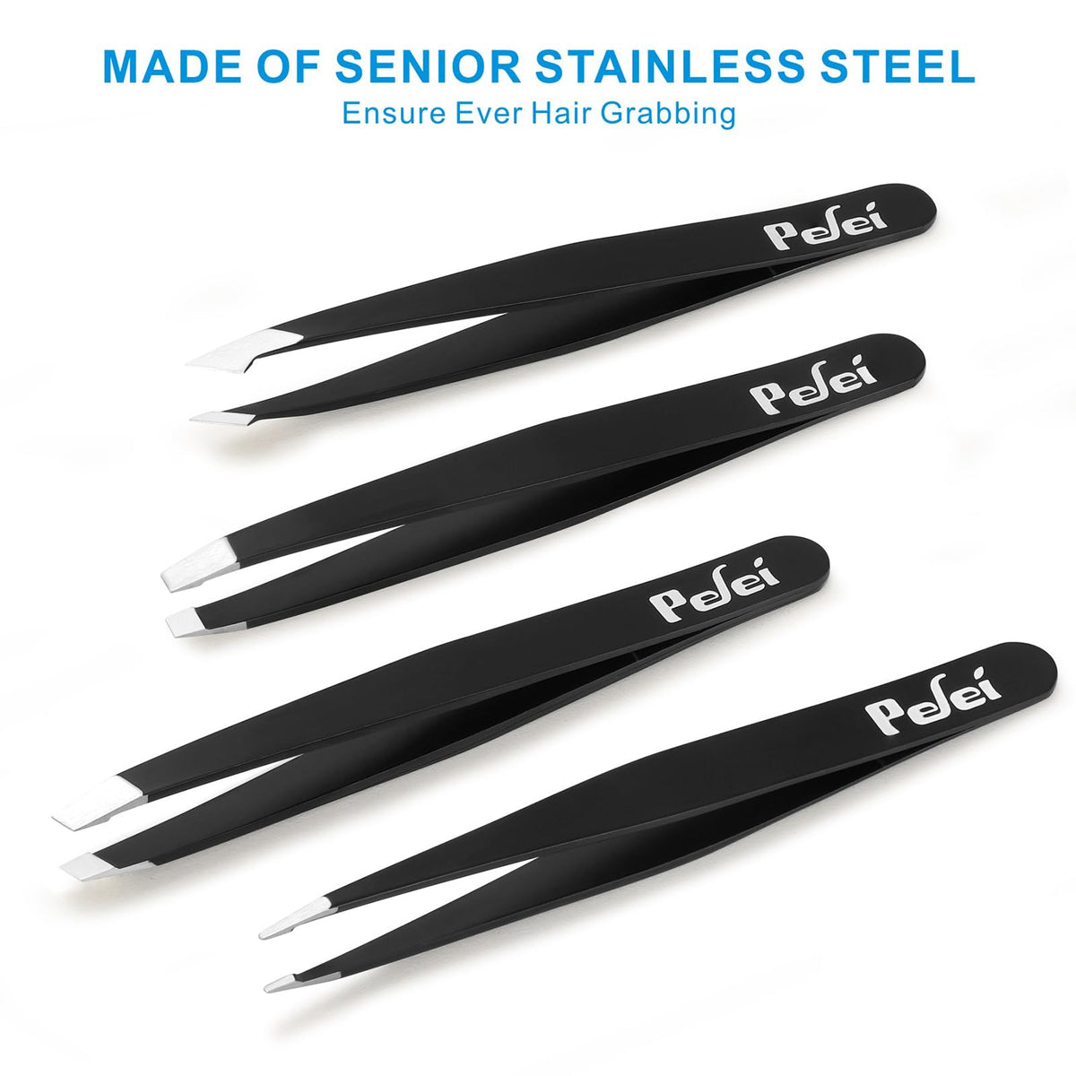 Pefei pointed tweezer detail highlighting sharp tip for splinter removal