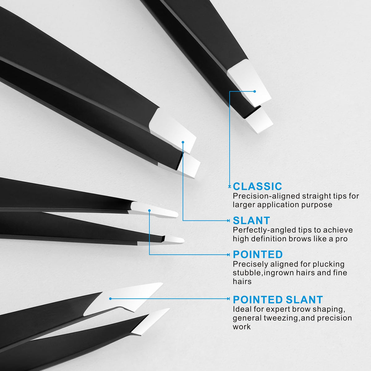Pefei open travel holster holding all four tweezers for secure transport