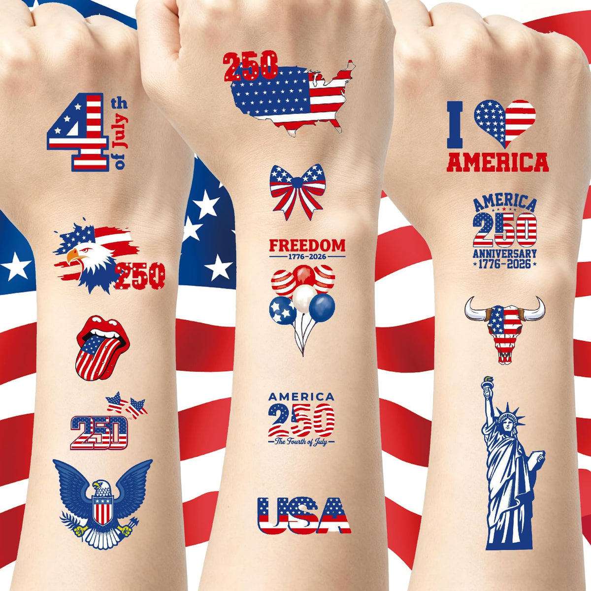 Peiking front sheet showing patriotic designs and easy selection benefit
