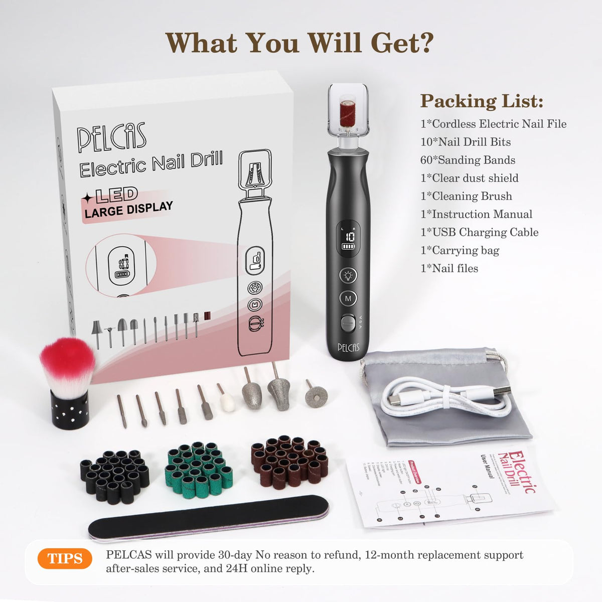 PELCAS carrying pouch with USB cable and accessories for travel convenience