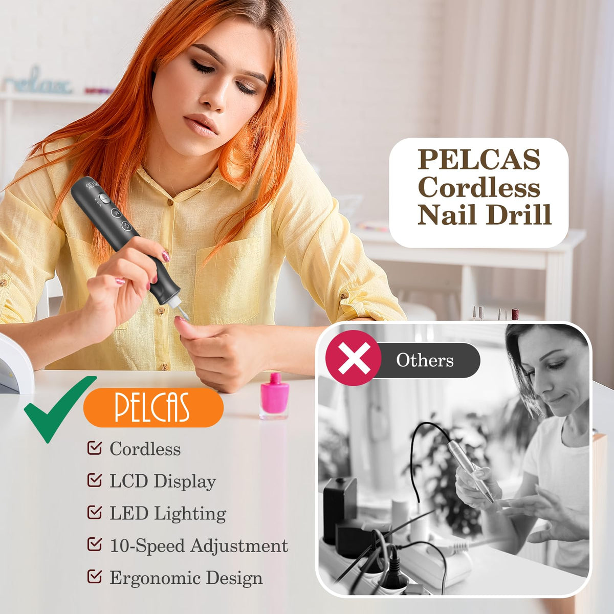 PELCAS assortment of ten drill bits neatly arranged for versatile nail work