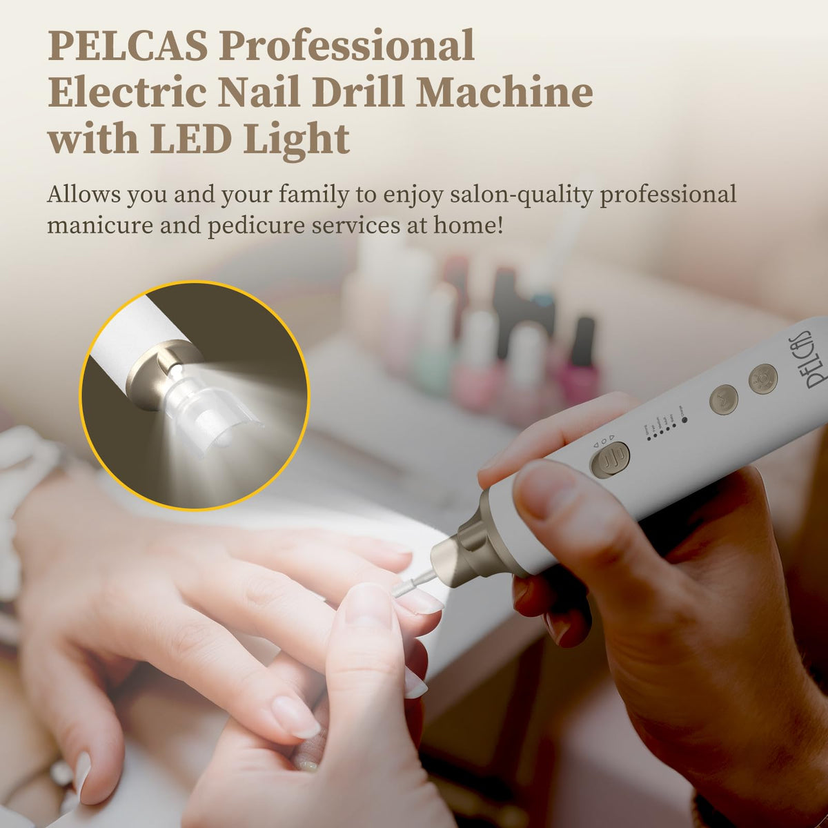 PELCAS drill in use on toenail demonstrating safe thick nail shaping