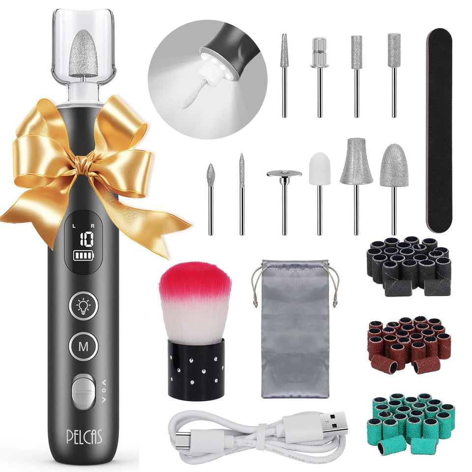 PELCAS front view of cordless electric nail grinder showing compact design and control