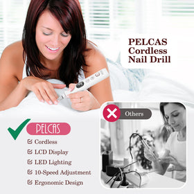 PELCAS LED illuminated tip lighting the nail edge for precise filing