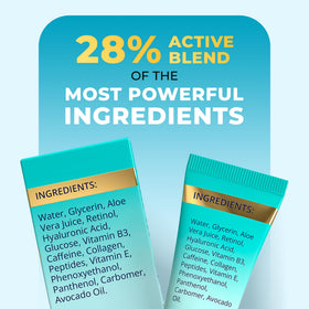 PENEBELLA ingredients label highlighting niacinamide, caffeine, retinol benefits