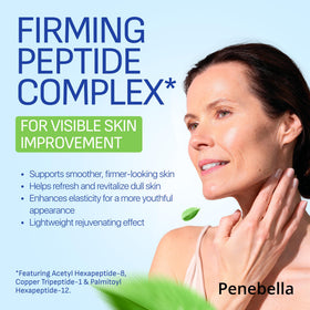 PENEBELLA applying cream to neck demonstrating lifting and firming routine