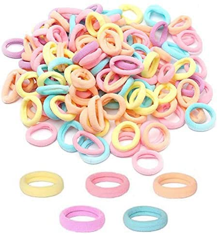 Pengxiaomei front packaging showing 200 colorful soft cotton hair ties and bulk supply benefit