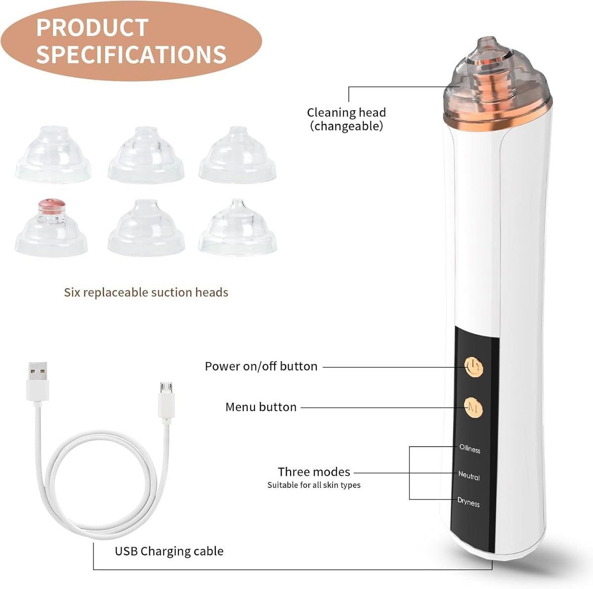 PENSVOX display and USB port highlighting rechargeable battery and status view