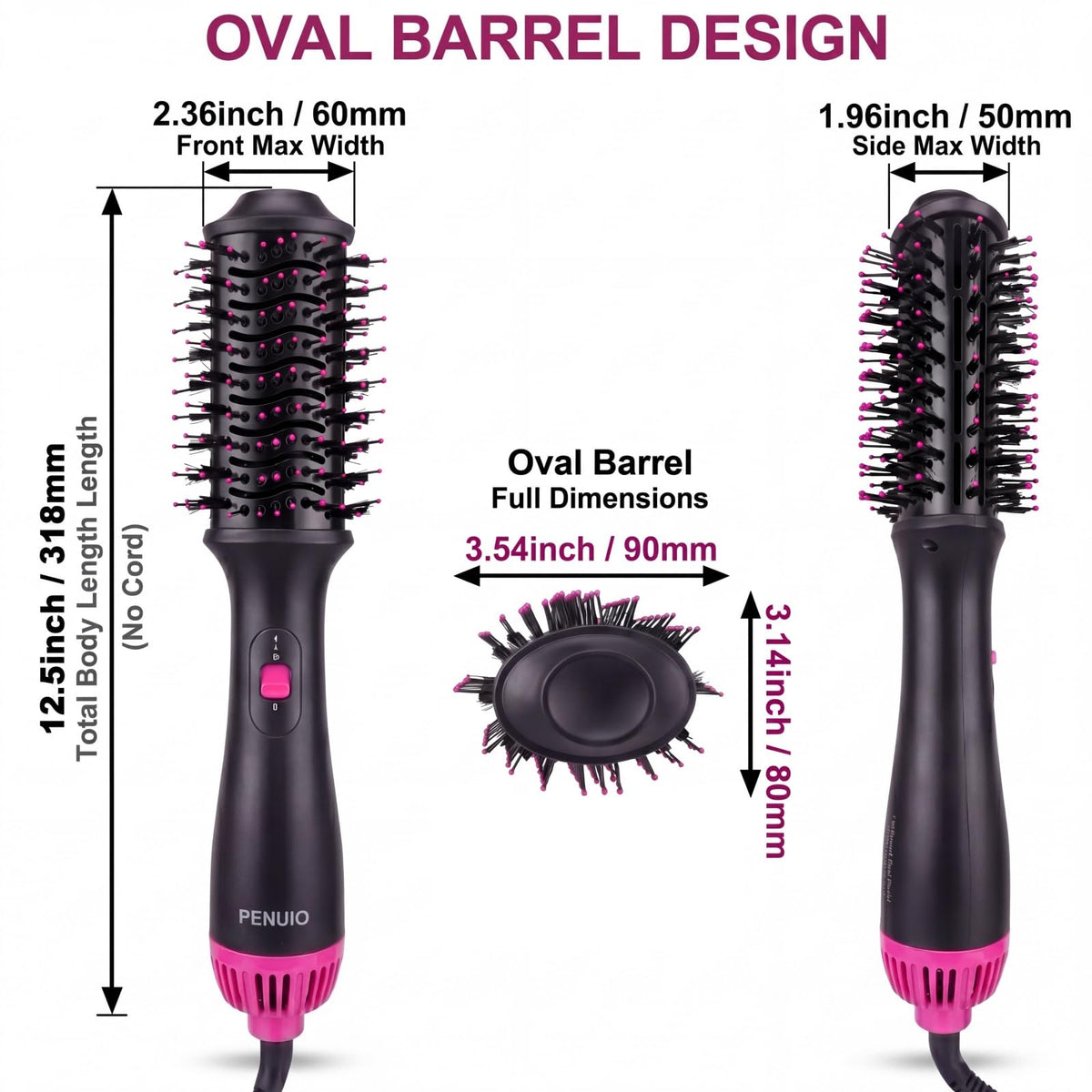 PENUIO bristles and barrel detail highlighting grip and even heat