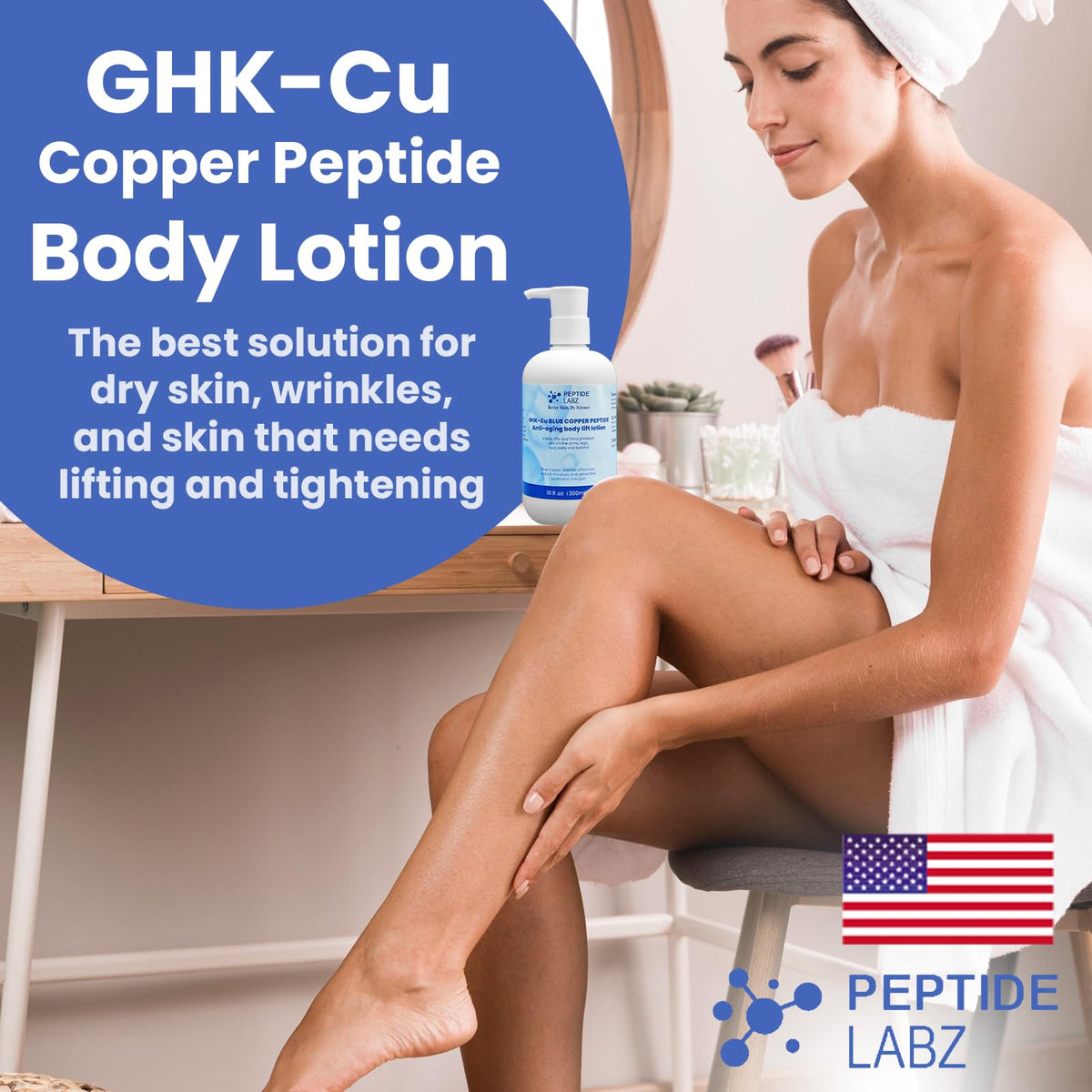 PeptideLabz hyaluronic acid graphic illustrating moisture-locking performance