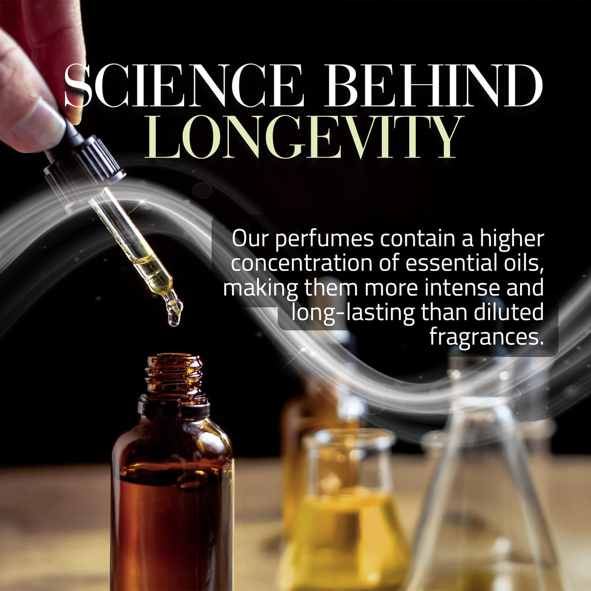 Perfa label close-up highlighting fragrance name and premium packaging benefit