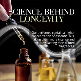 Perfa label close-up highlighting fragrance name and premium packaging benefit