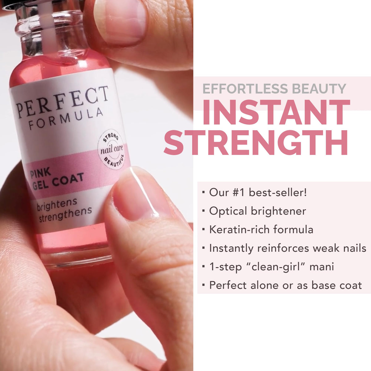 Perfect Formula brush stroke of pink gel demonstrating smooth application benefit