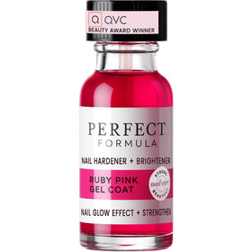 Perfect Formula bottle front view showing ruby pink gel coat and strength benefit