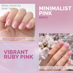 Perfect Formula lifestyle shot of manicured hands with ruby pink finish and healthy look
