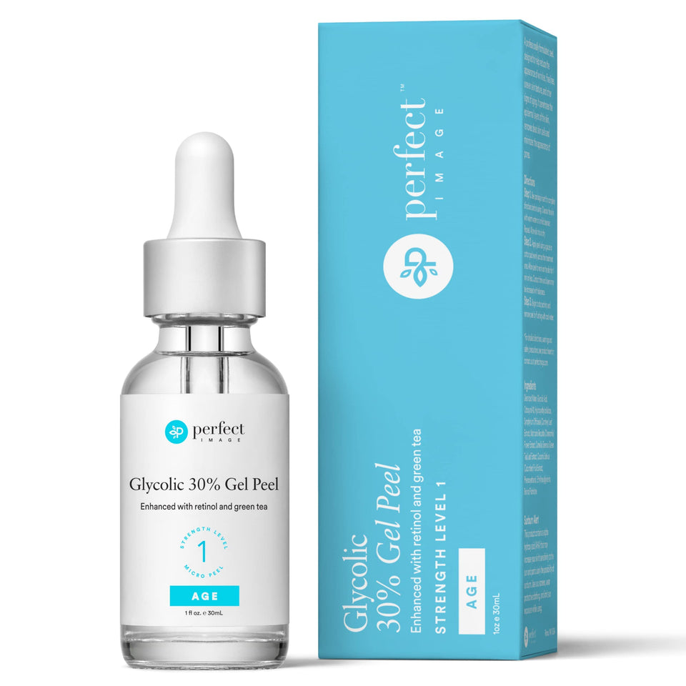 Perfect Image front packaging showing glycolic 30% gel and benefits