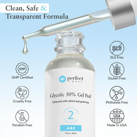Perfect Image bottle label detail highlighting active ingredients and usage guidance