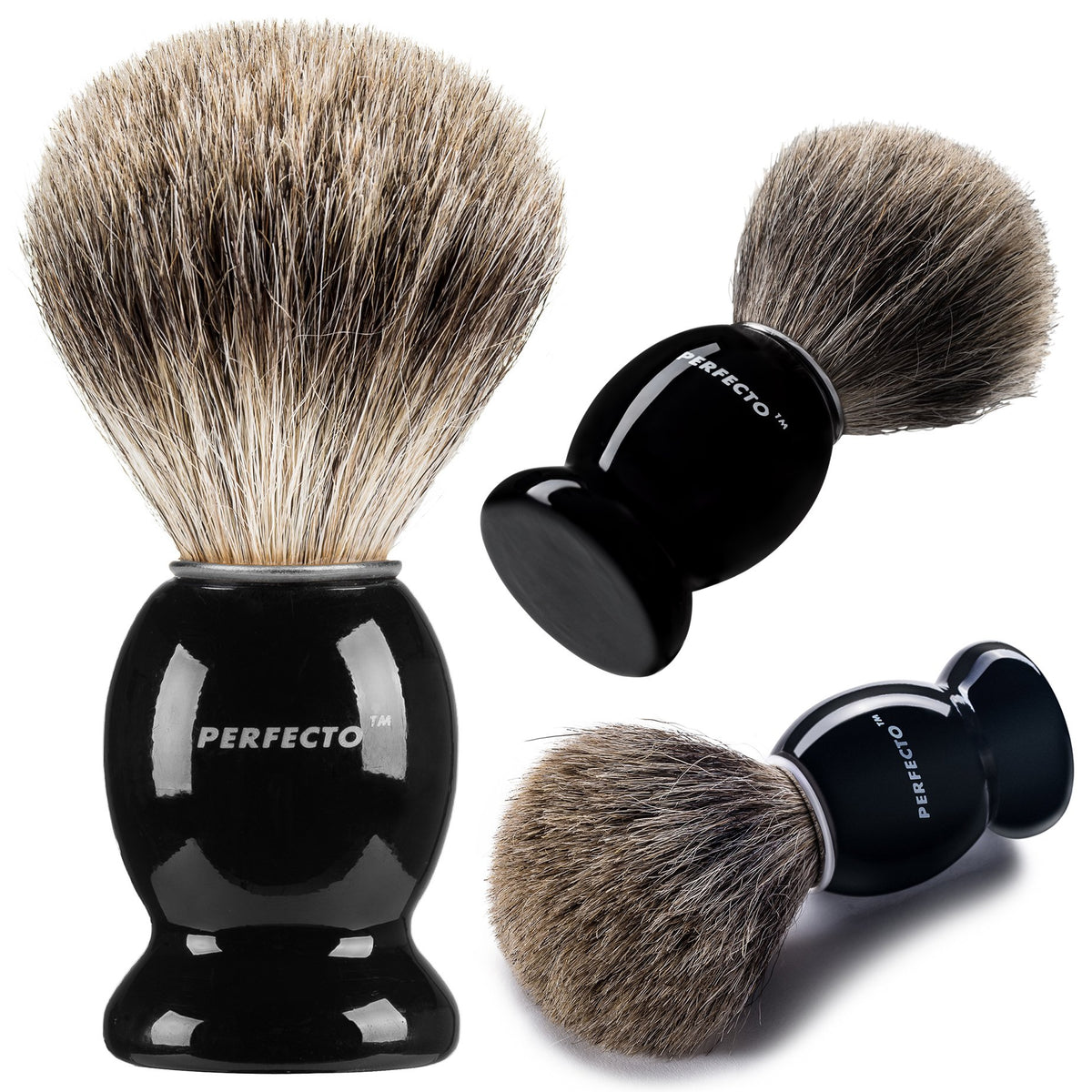 Perfecto front view black handle shows classic barber-style design and control