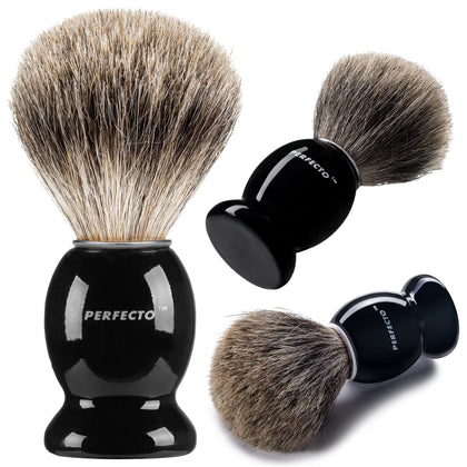 Perfecto front view black handle shows classic barber-style design and control