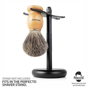 Perfecto brush creating dense lather in hand for a smoother shave