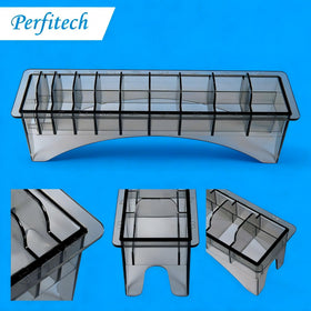 Perfitech holder next to ruler showing dimensions and quick fit confirmation benefit