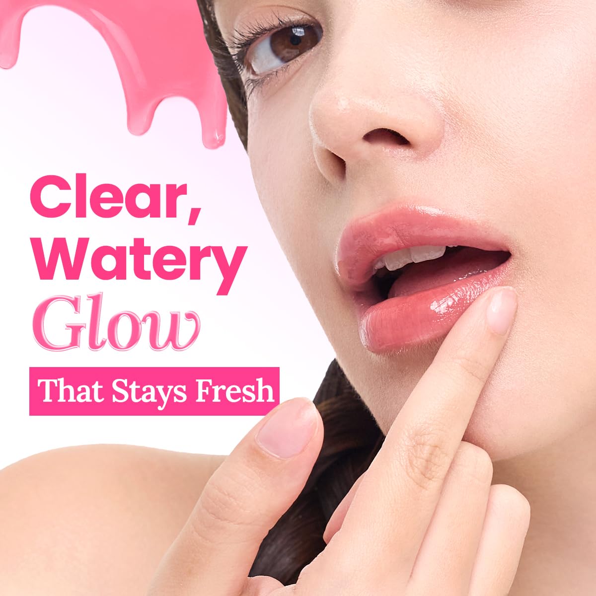 Peripera watery texture swatch on hand showing glossy dewy payoff
