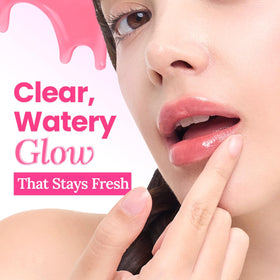 Peripera watery texture swatch on hand showing glossy dewy payoff