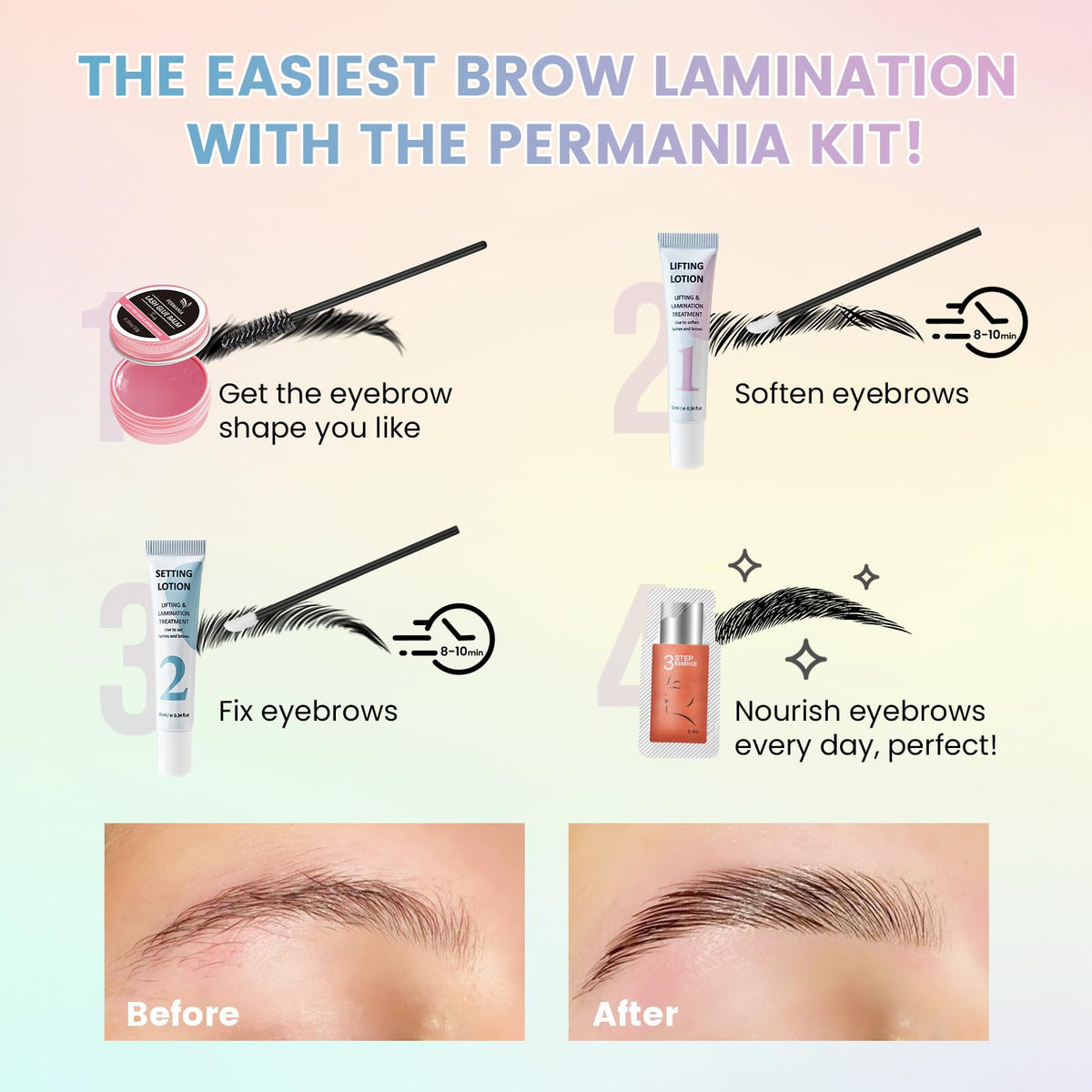 PERMANIA peach glue balm jar visible to shape brows and nourish hairs