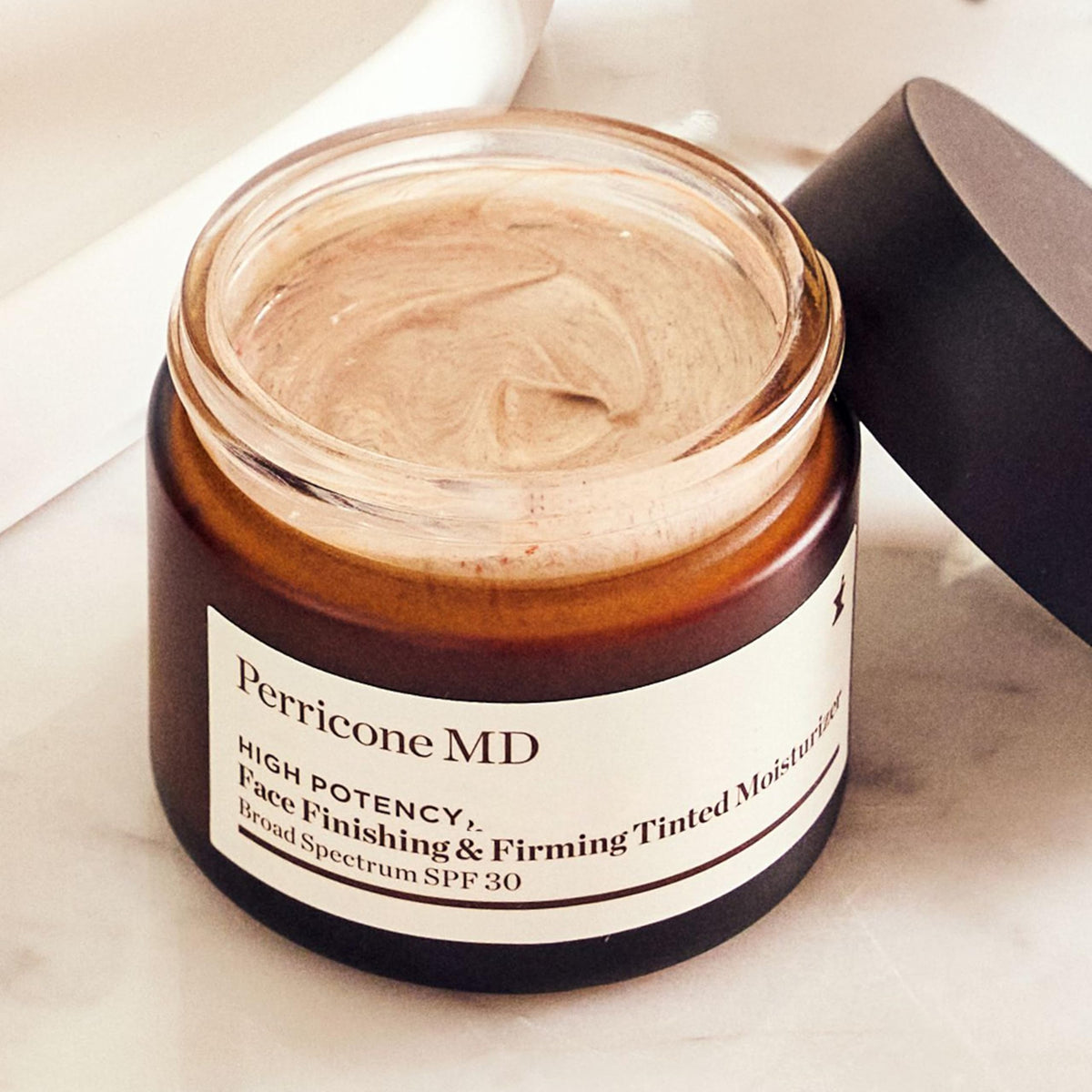 Perricone MD on bathroom counter with morning routine setup promoting quick protection