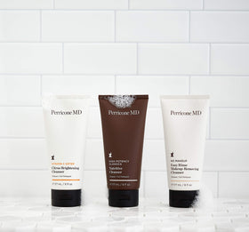 Perricone MD bottle beside moisturizer showing routine preparation benefit