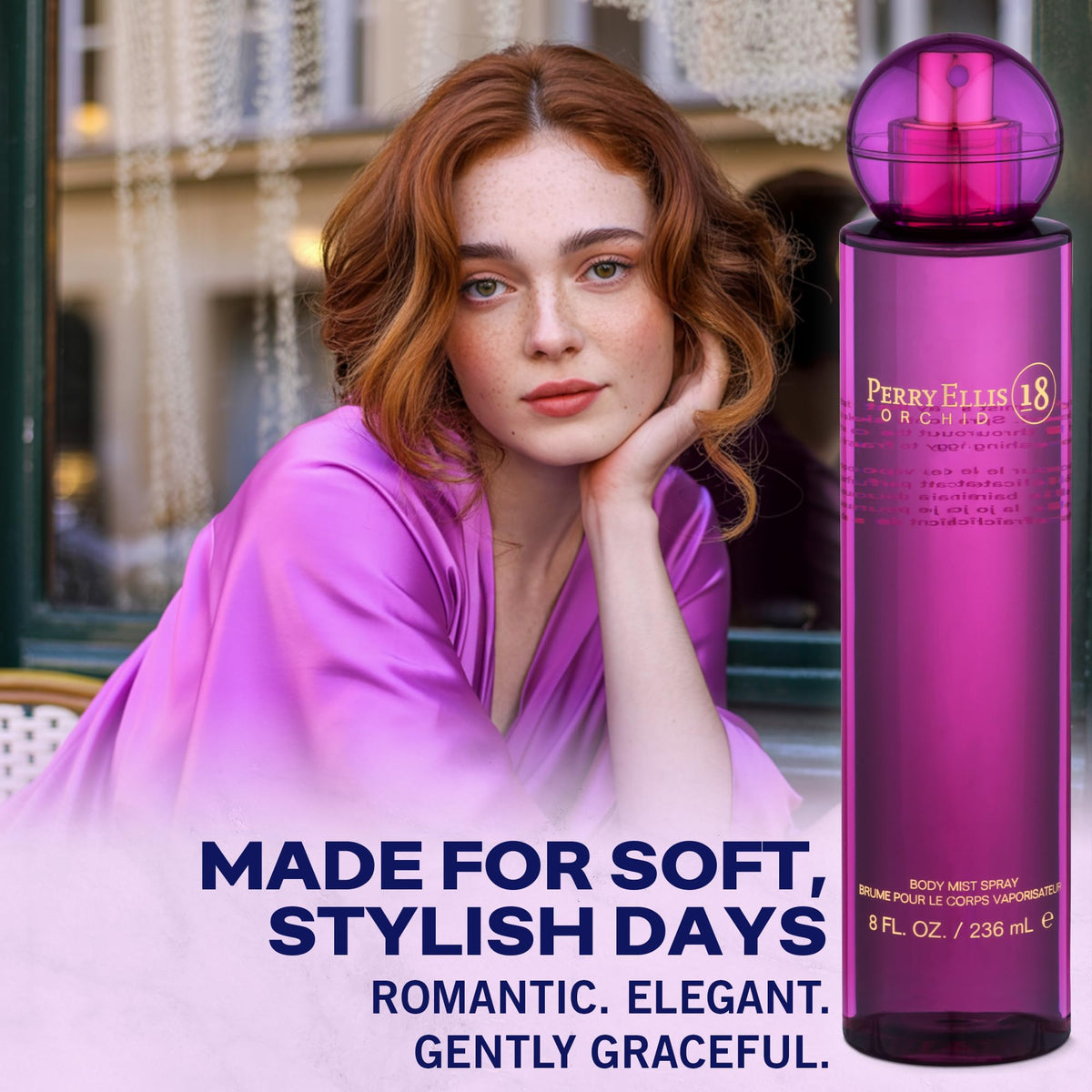 Close-up atomizer of Perry Ellis 18 Orchid for even, fine application