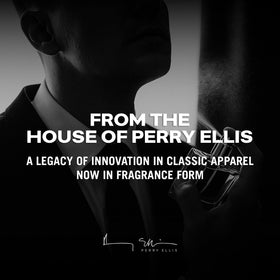 Perry Ellis bottle in evening setting conveying warm date-night mood