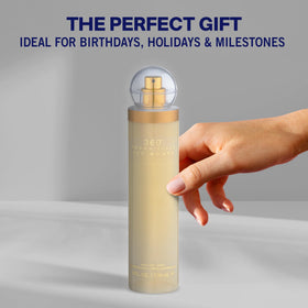 Perry Ellis bottle on dressing table styled with accessories for everyday elegance