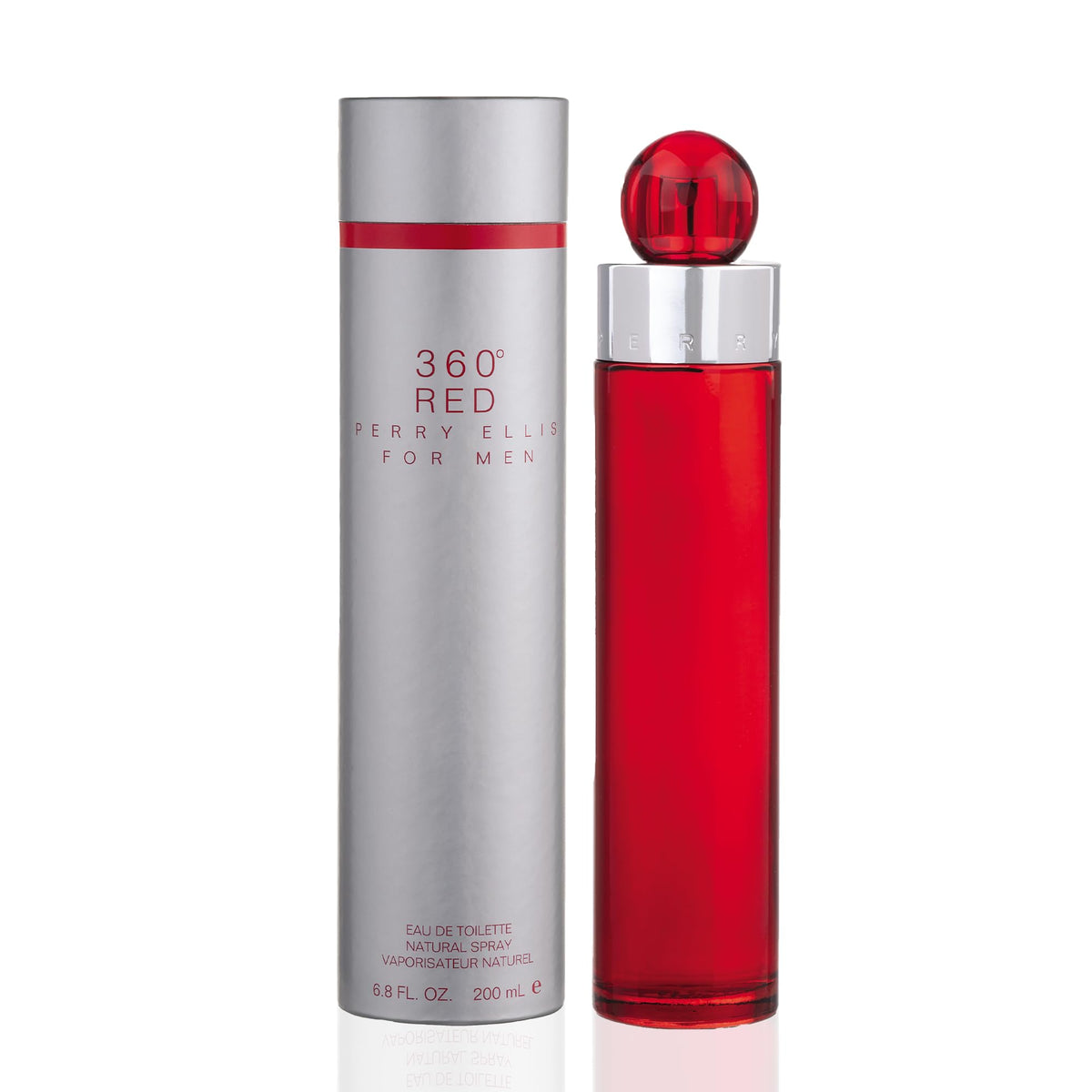 Perry Ellis 360° Red front bottle showing elegant label and confident design