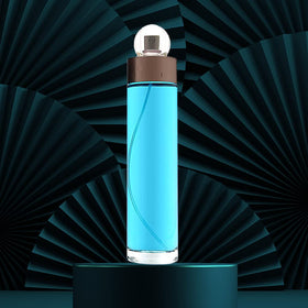Perry Ellis 360 held in hand to show 6.7 oz scale and portability benefit
